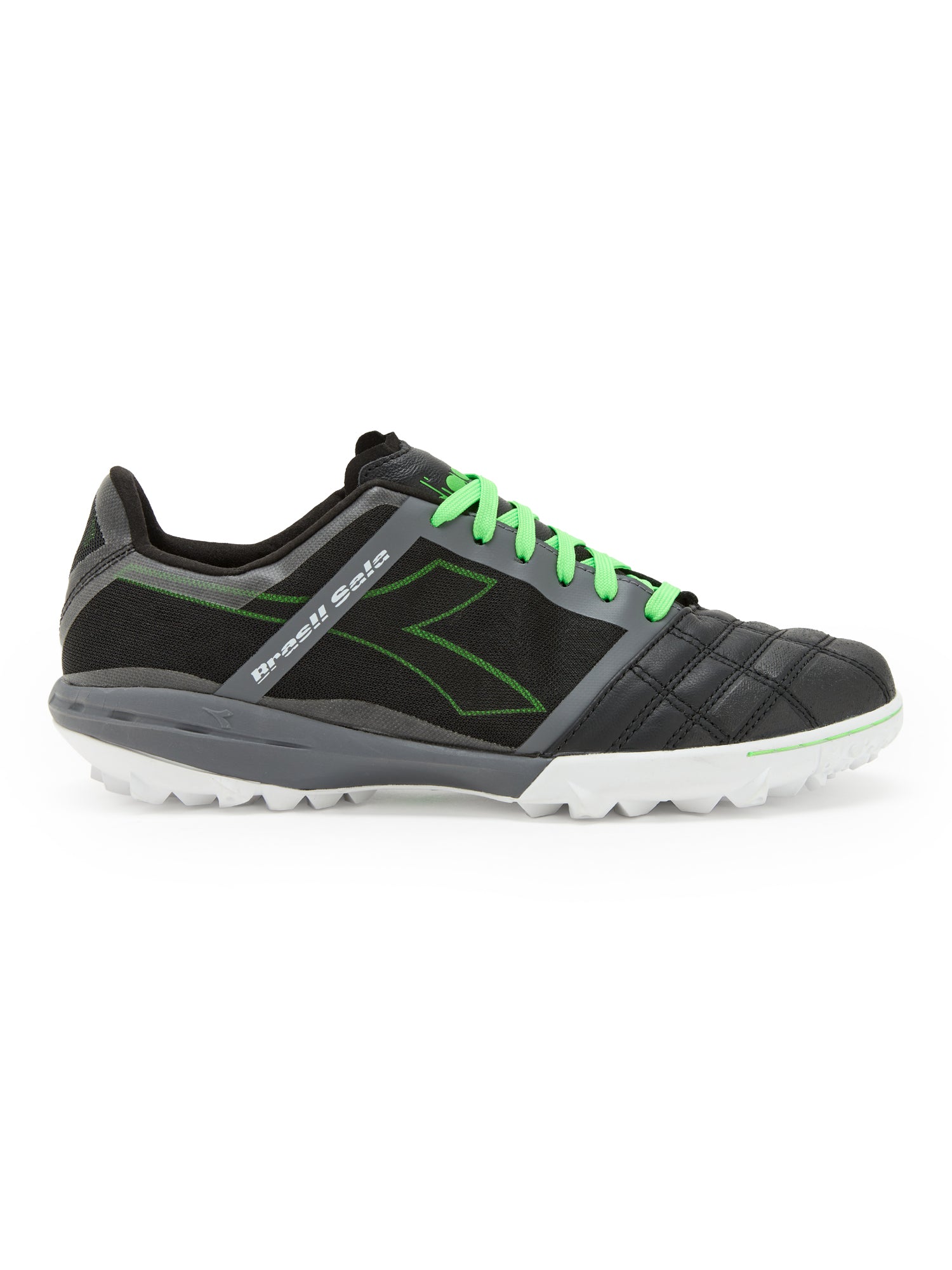 Diadora Brasil Sala TF Soccer Cleats (black/green fluo)-Soccer Command