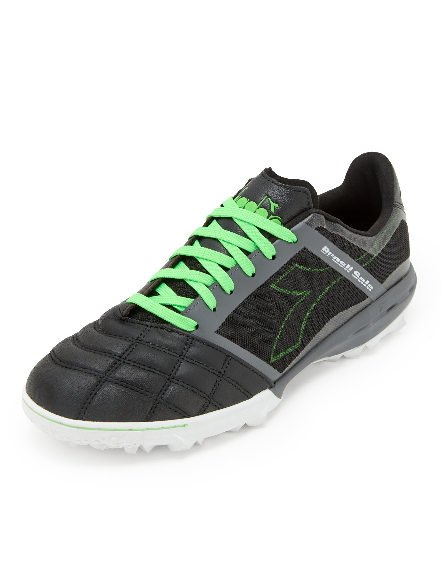 Diadora Brasil Sala TF Soccer Cleats (black/green fluo)-Soccer Command