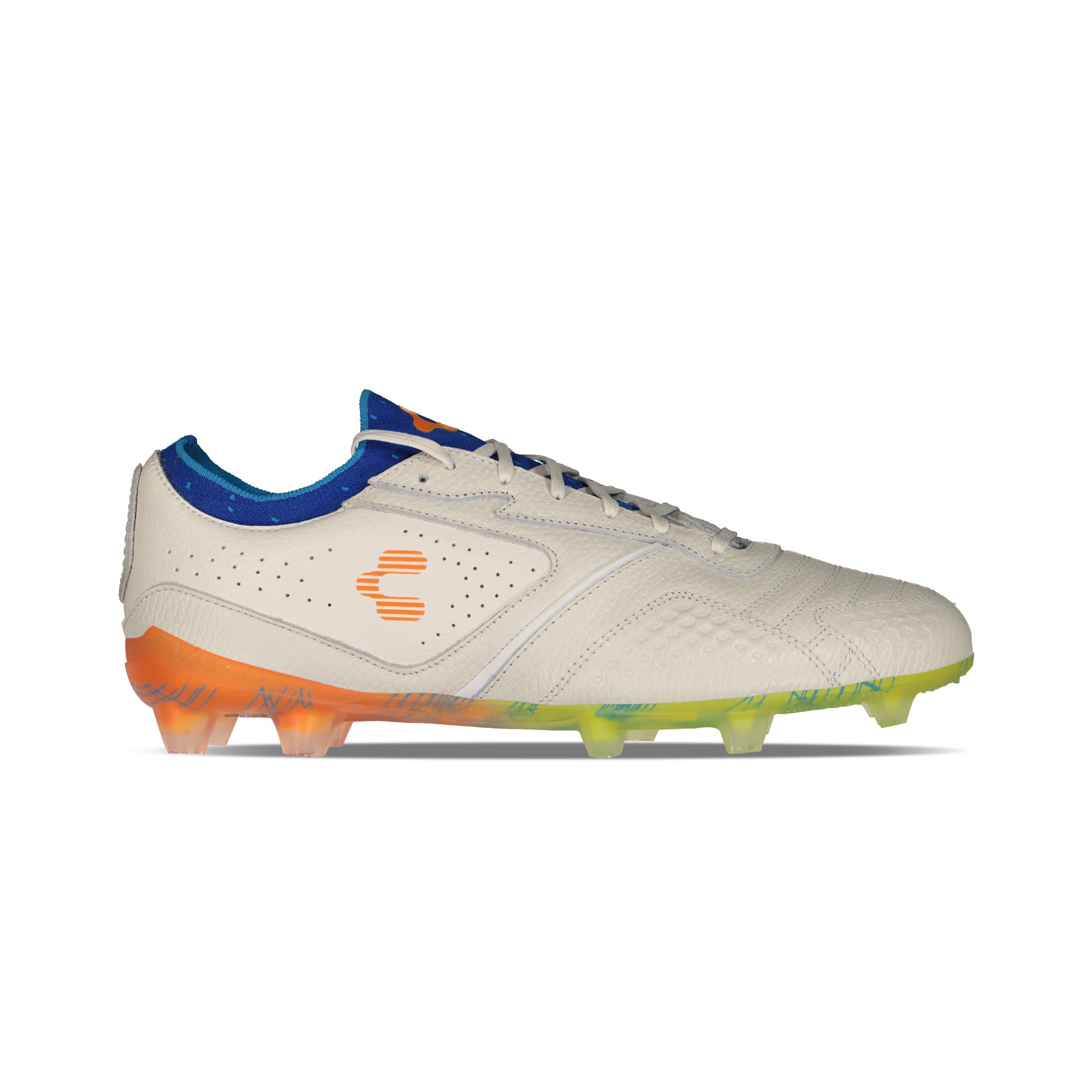 Botas de fútbol Charly Tyrian LT FG - Blanco/Azul/Naranja