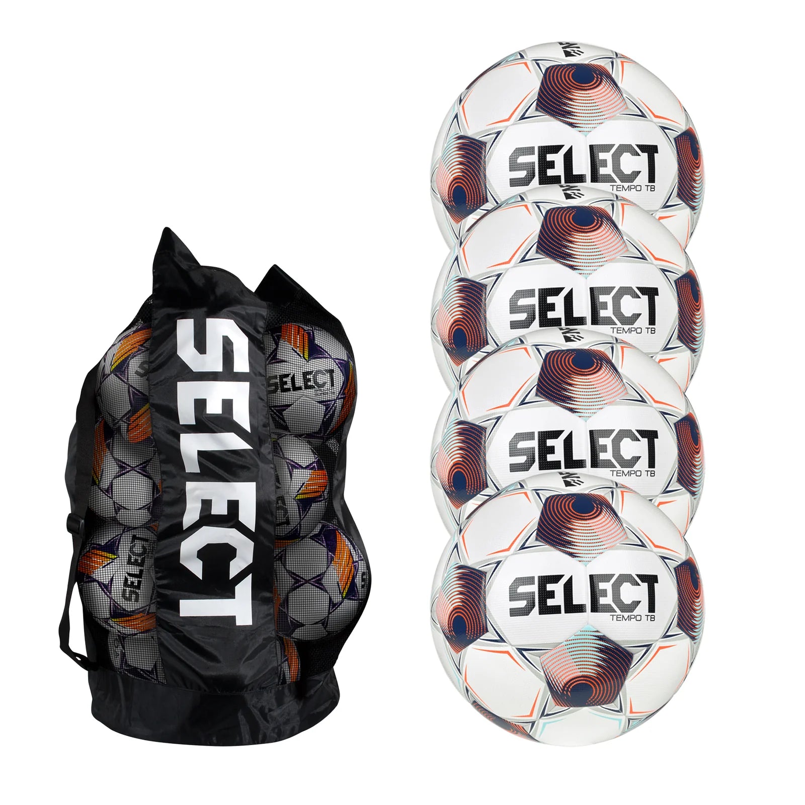 Select Tempo TB v25 NFHS Soccer Ball Bundle (4-pack with ball bag)