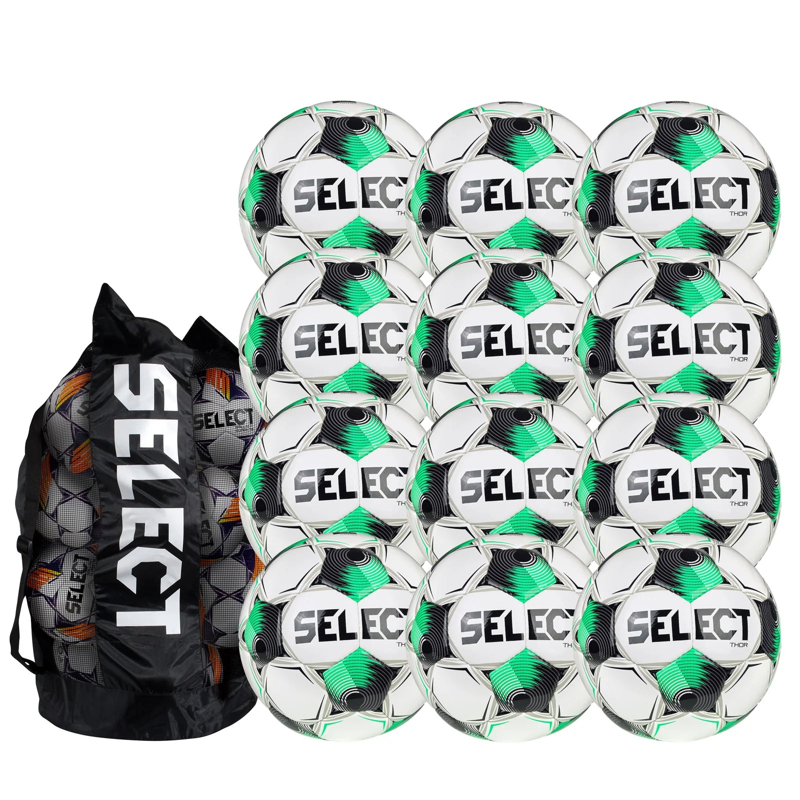 Paquete de balones de fútbol Select Thor v25 (paquete de 12 con bolsa para balones)