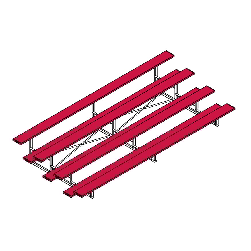 Jaypro Soccer All Aluminum Bleacher (4 Row - Single Foot Plank)-Soccer Command