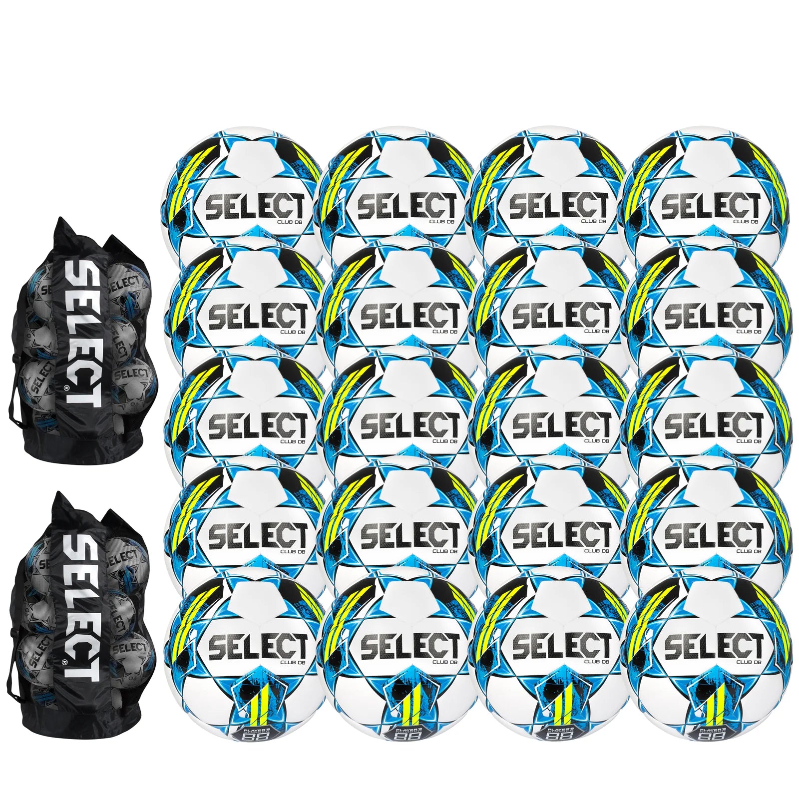 Paquete de 20 balones de fútbol Select Club DB v22 (incluye 2 bolsas para balones)