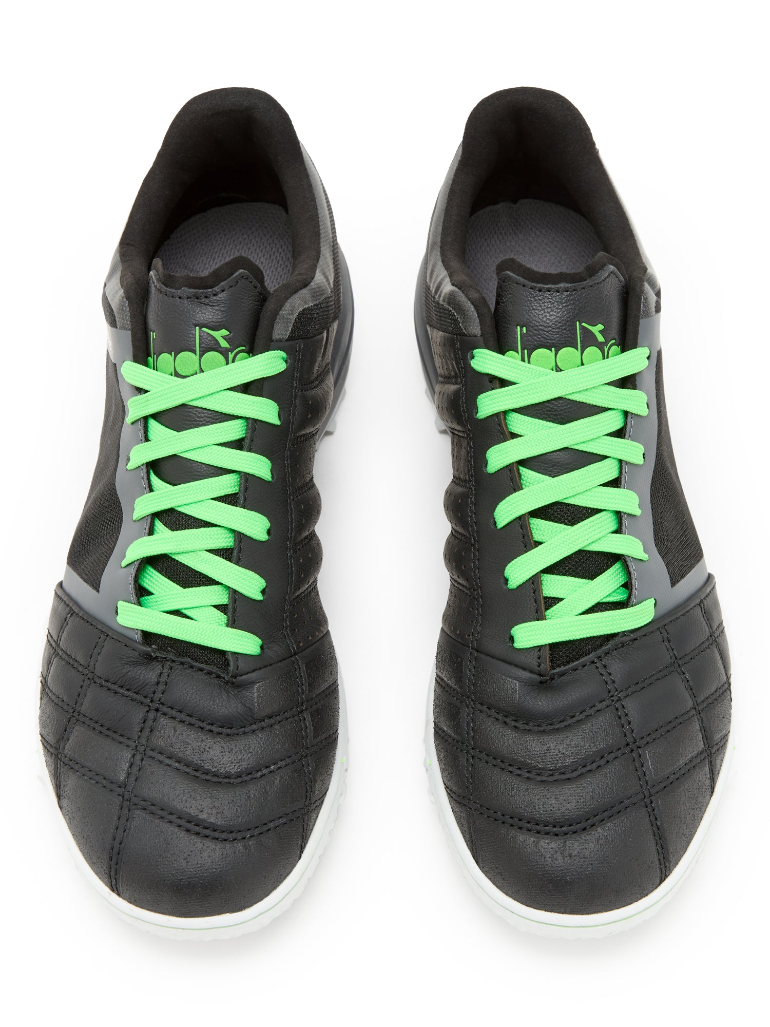 Diadora Brasil Sala TF Soccer Cleats (black/green fluo)-Soccer Command