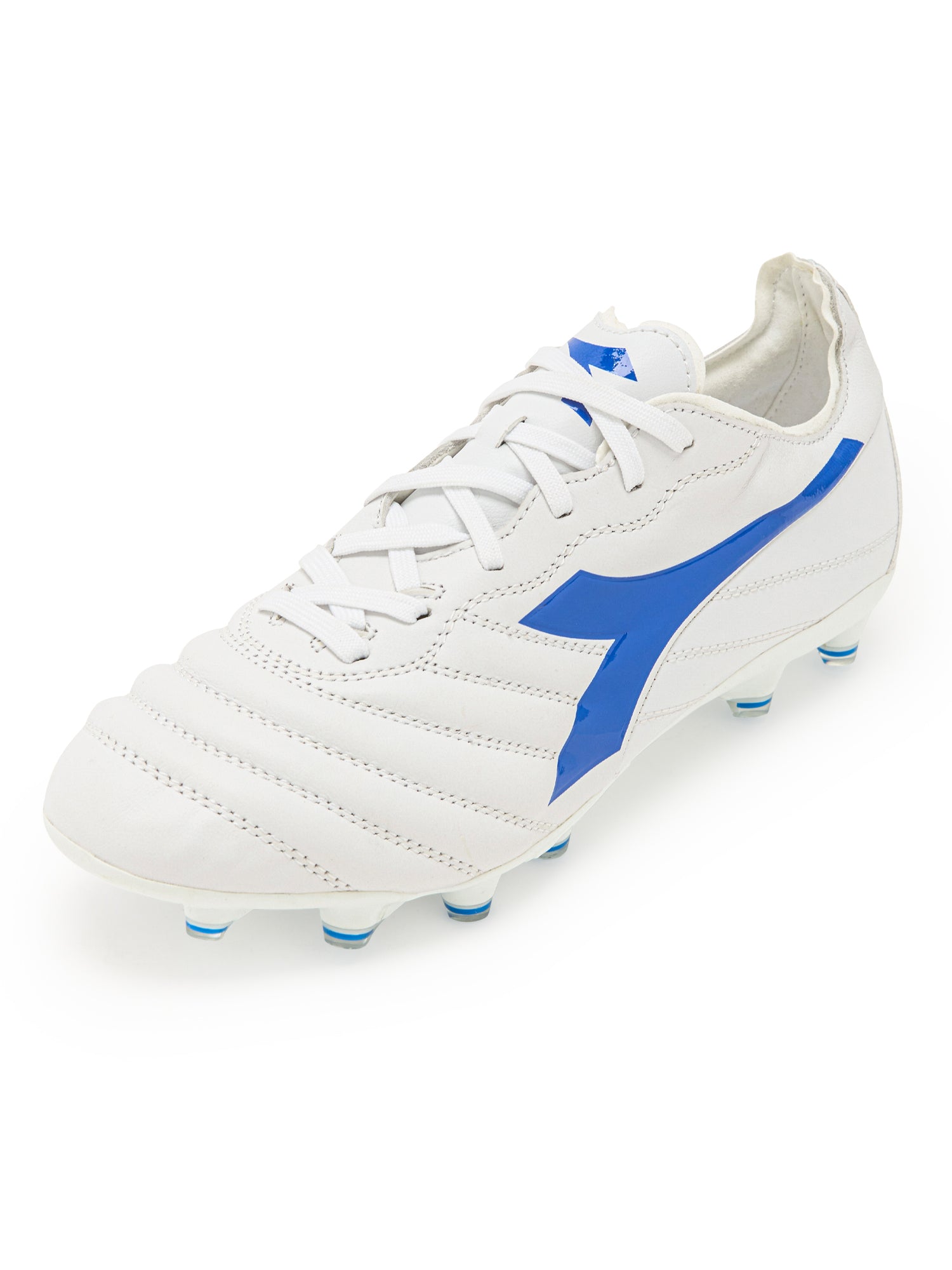 Diadora Brasil Elite 2 LT LP12 Soccer Cleats (white/royal blue)-Soccer Command