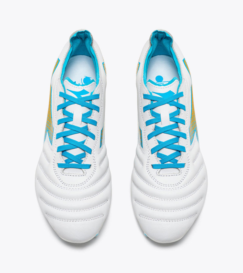 Diadora Brasil Elite GR LT W LP12 (white/blue fluo/rich gold)-Soccer Command