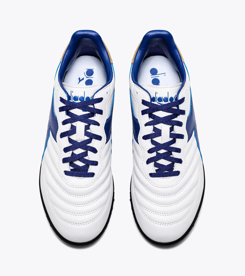 Diadora Brasil 2 R TFR Soccer Cleats (white/mazarine blue/gold)-Soccer Command