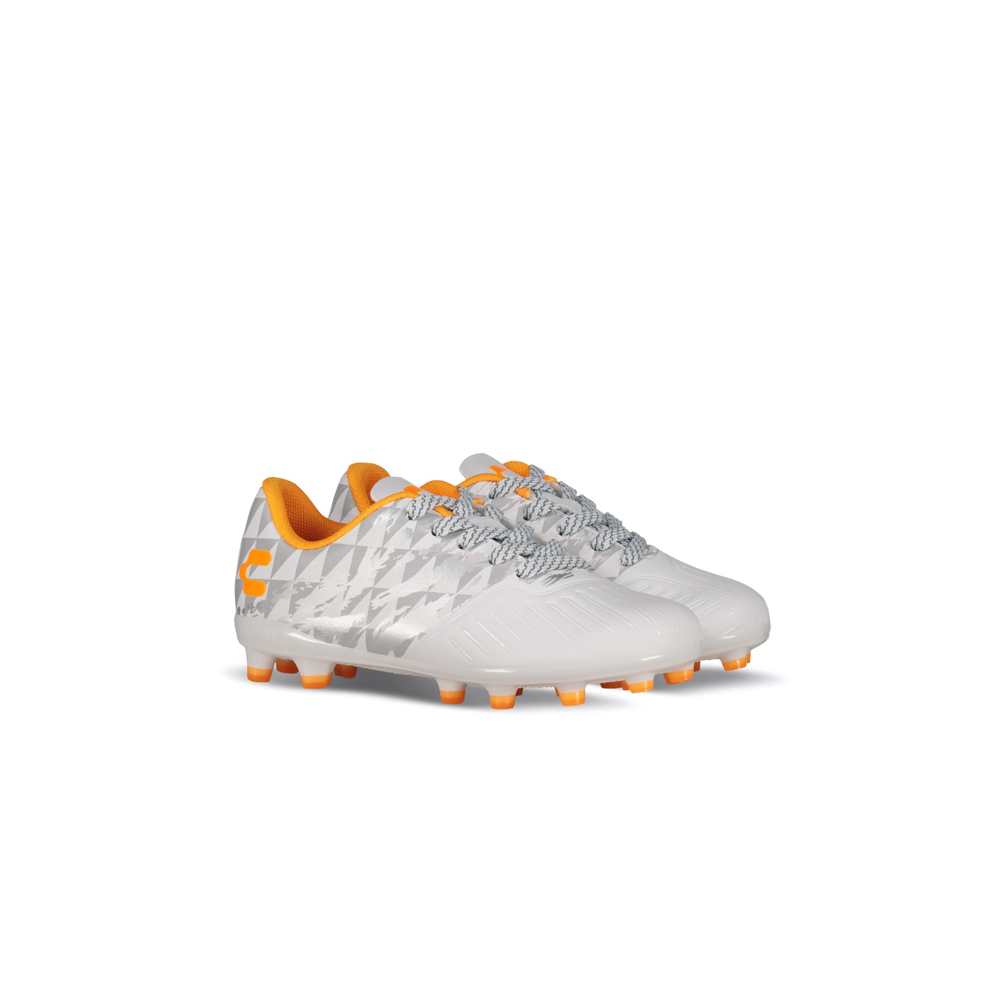 Botas de fútbol Charly Grasshopper 4.0 Youth FG (blanco/naranja/plateado)