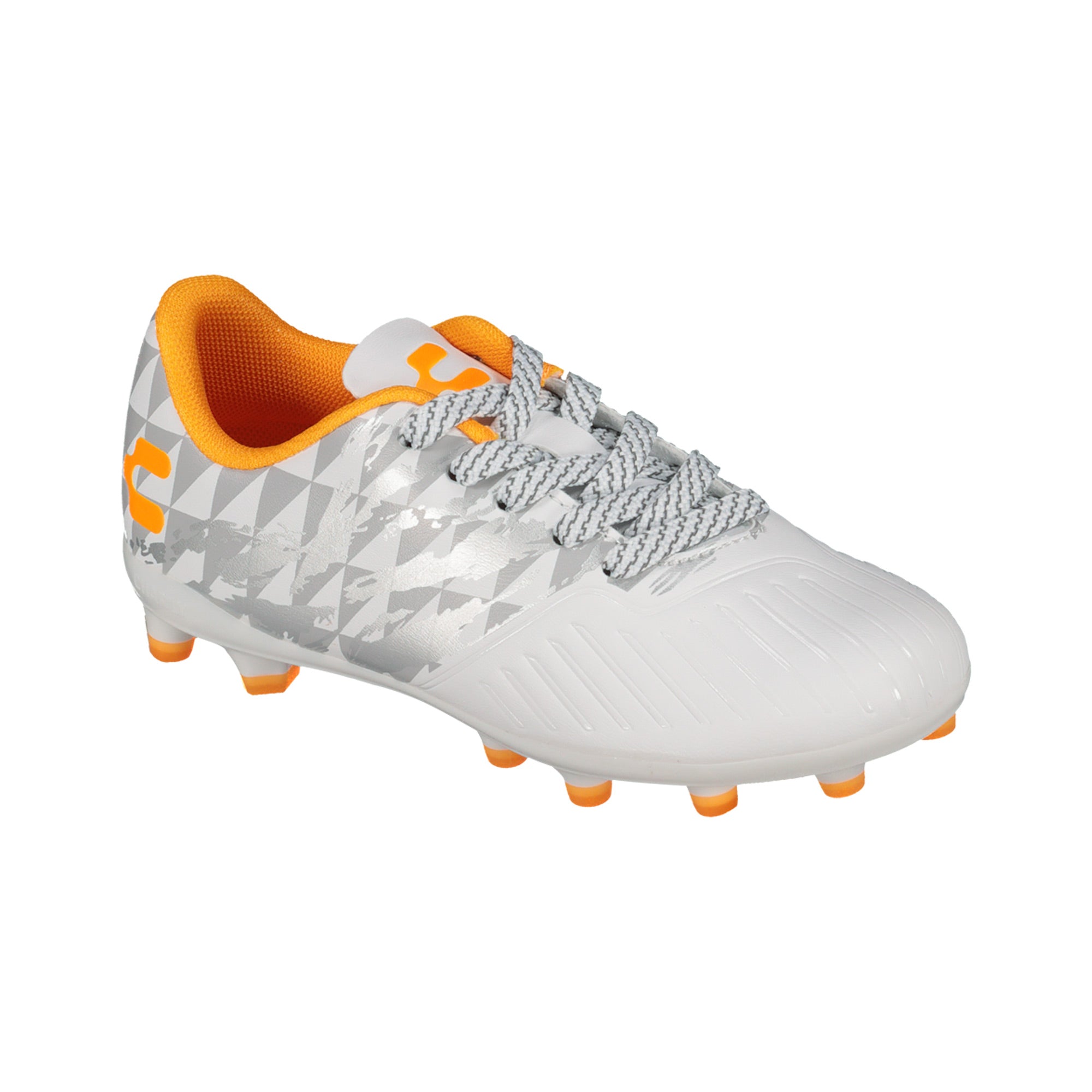 Botas de fútbol Charly Grasshopper 4.0 Youth FG (blanco/naranja/plateado)