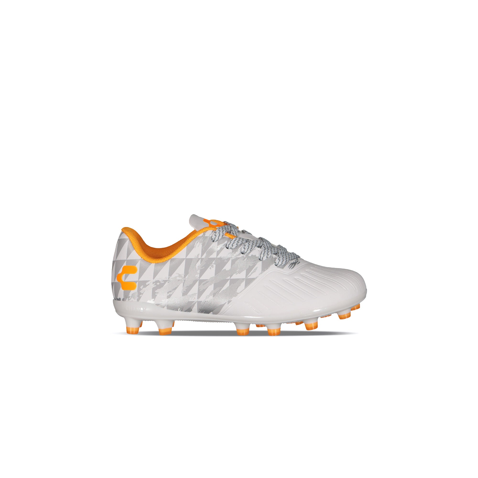 Botas de fútbol Charly Grasshopper 4.0 Youth FG (blanco/naranja/plateado)