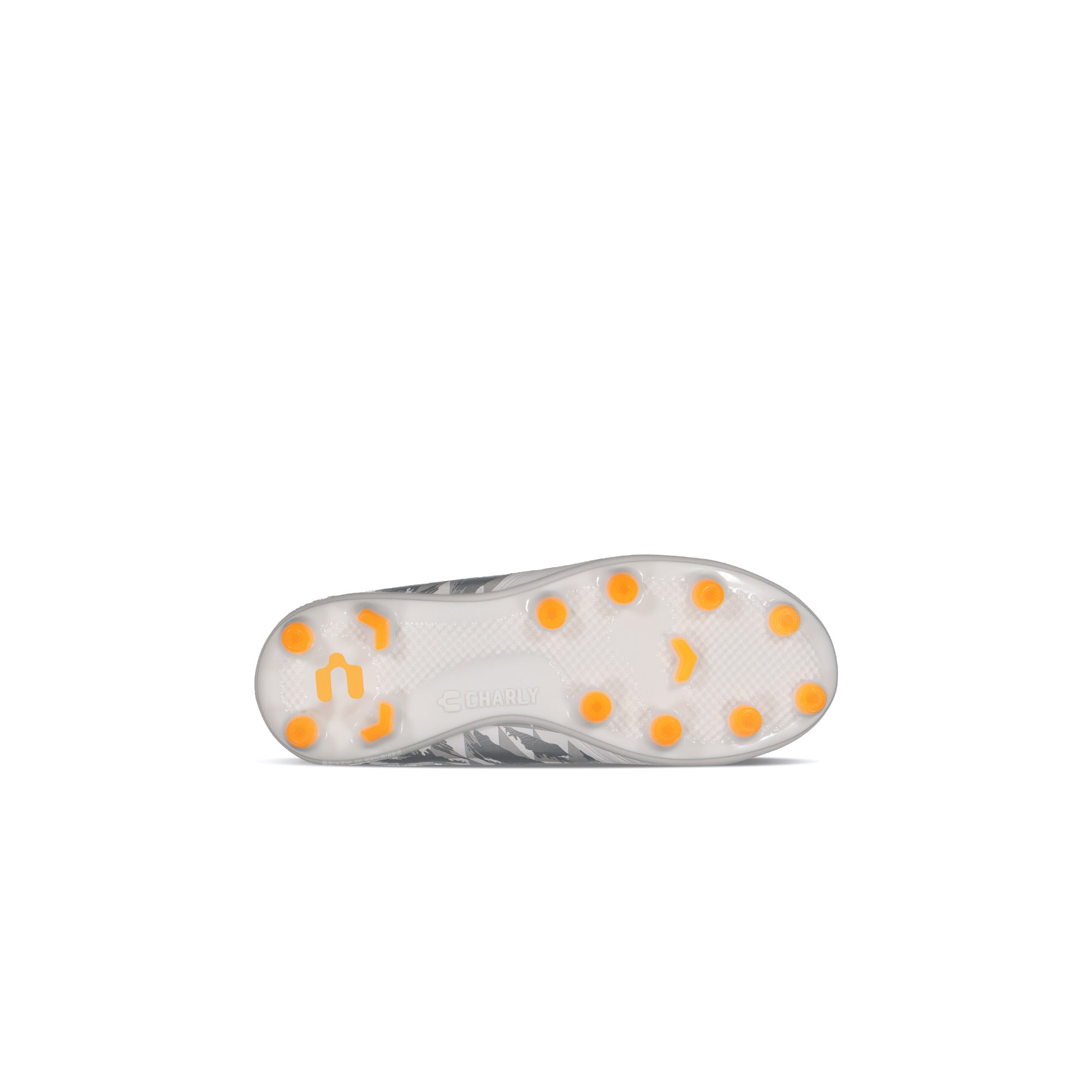 Botas de fútbol Charly Grasshopper 4.0 Youth FG (blanco/naranja/plateado)