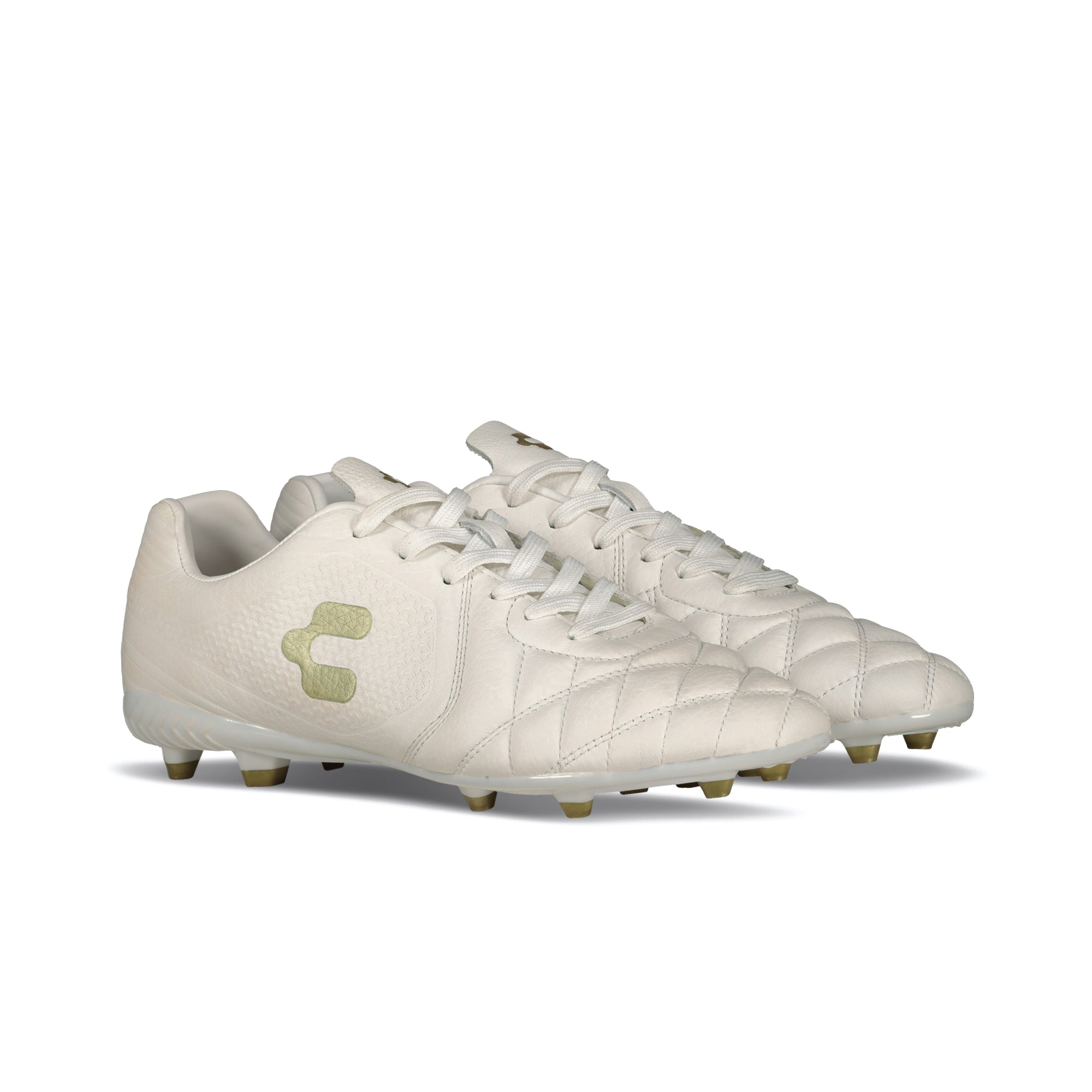 Charly Legendario LT 2.0 FG Soccer Cleats - White/Gold-Soccer Command