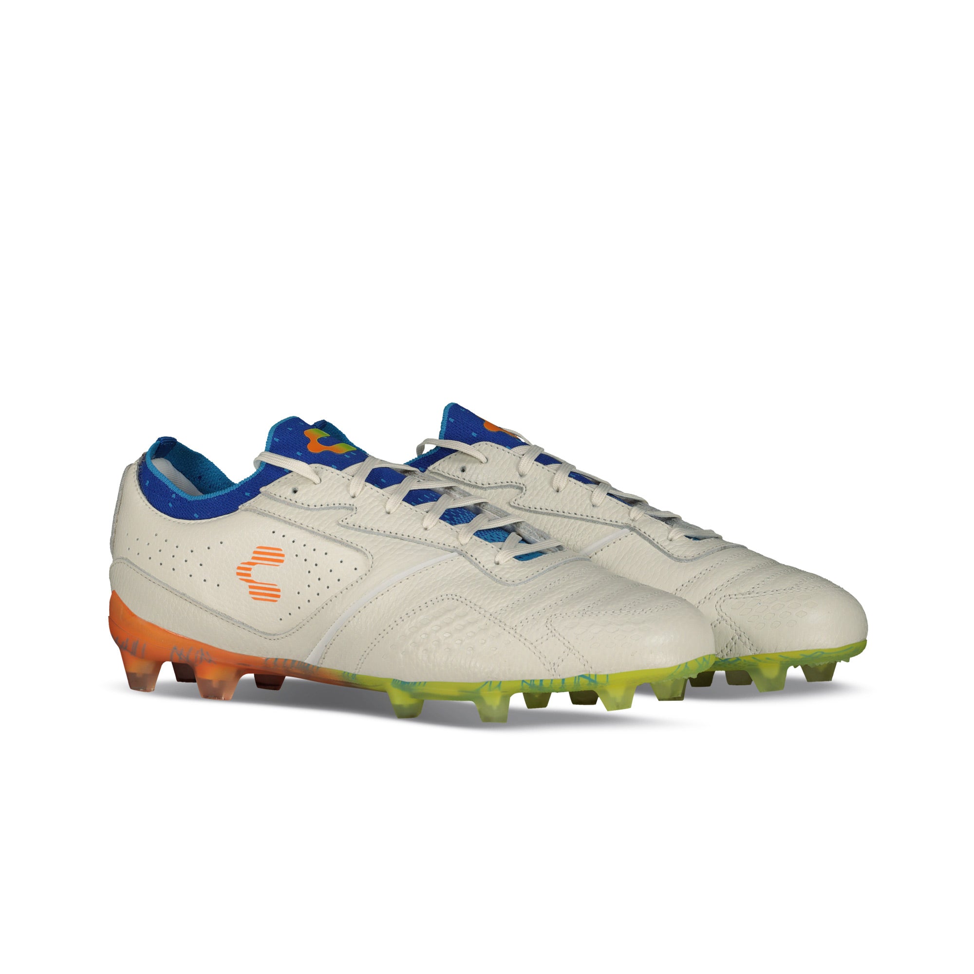 Botas de fútbol Charly Tyrian LT FG - Blanco/Azul/Naranja