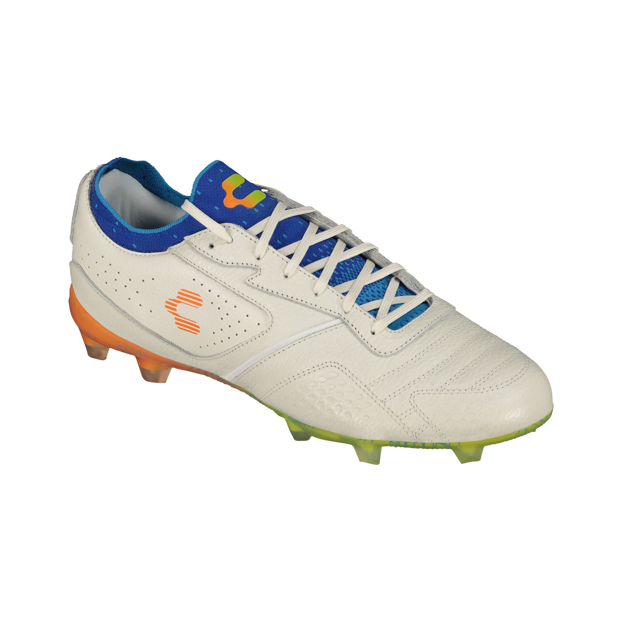 Botas de fútbol Charly Tyrian LT FG - Blanco/Azul/Naranja