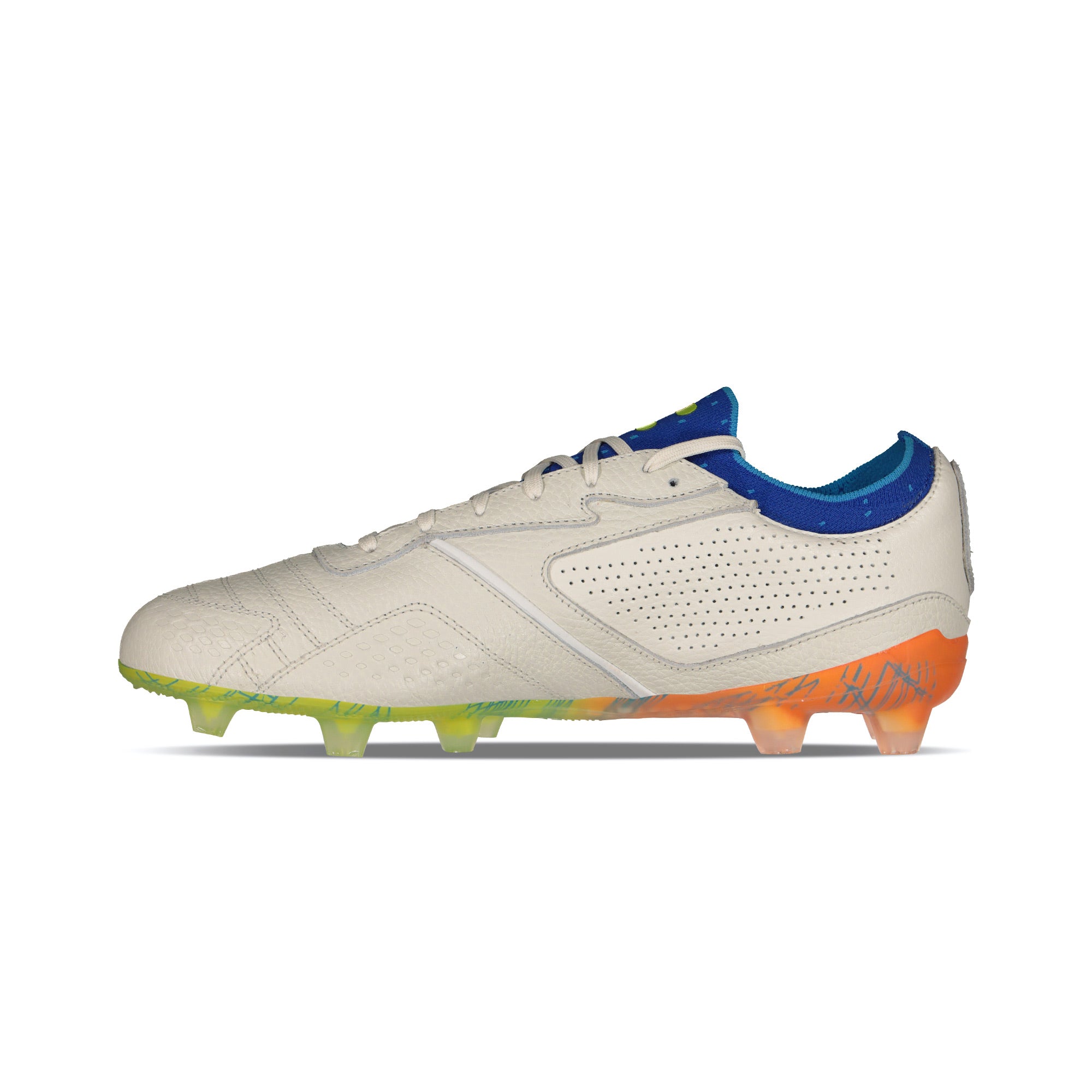 Botas de fútbol Charly Tyrian LT FG - Blanco/Azul/Naranja