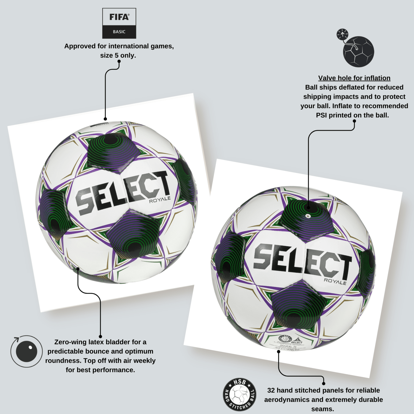 Paquete de balones de fútbol Select Royale v25 (paquete de 12 con bolsa para balones)