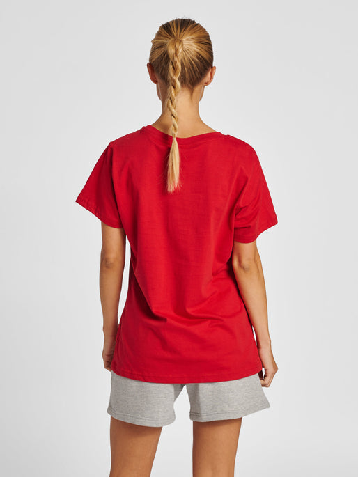 Camiseta Hummel roja de manga corta y corte pesado (para mujer)