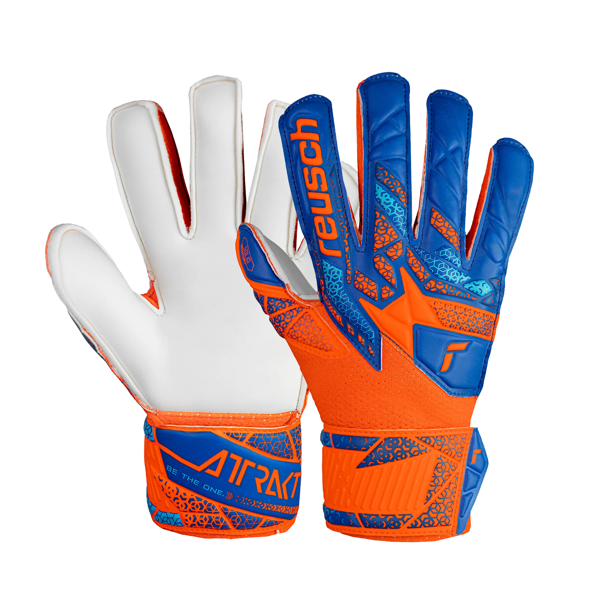 Reusch Attrakt Solid Finger Support Junior Goalkeeper Gloves (orange/blue)