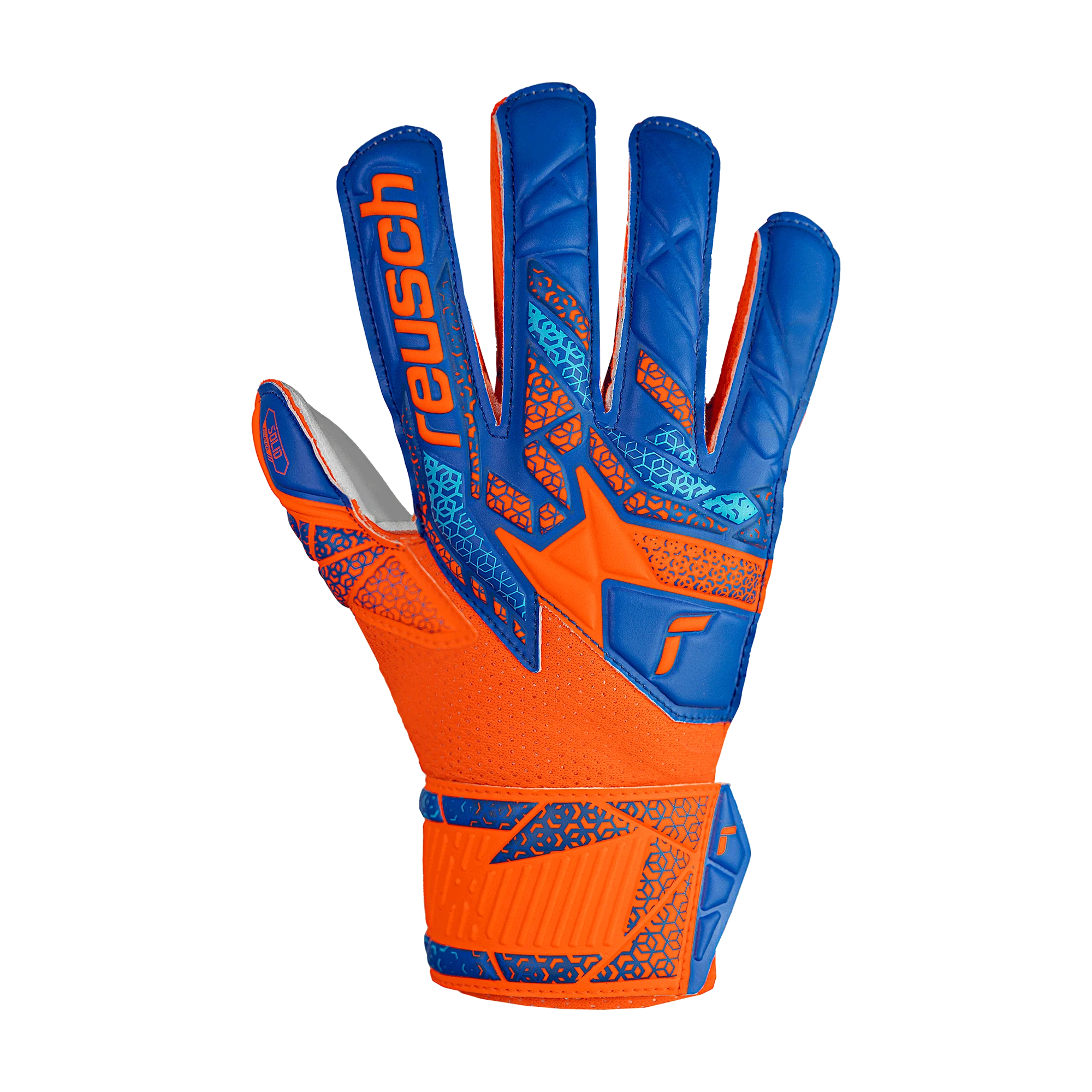 Reusch Attrakt Solid Finger Support Junior Goalkeeper Gloves (orange/blue)