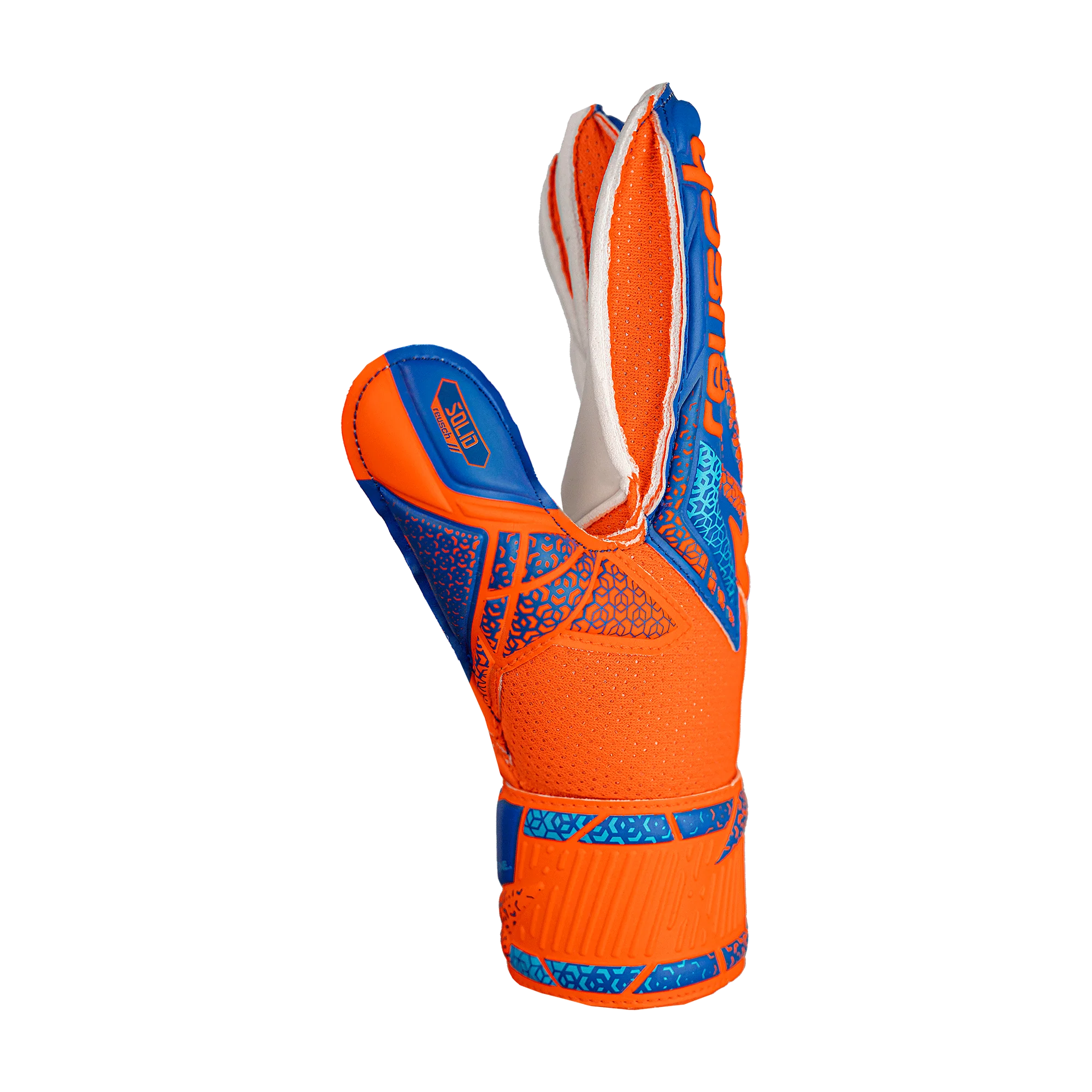 Reusch Attrakt Solid Finger Support Junior Goalkeeper Gloves (orange/blue)