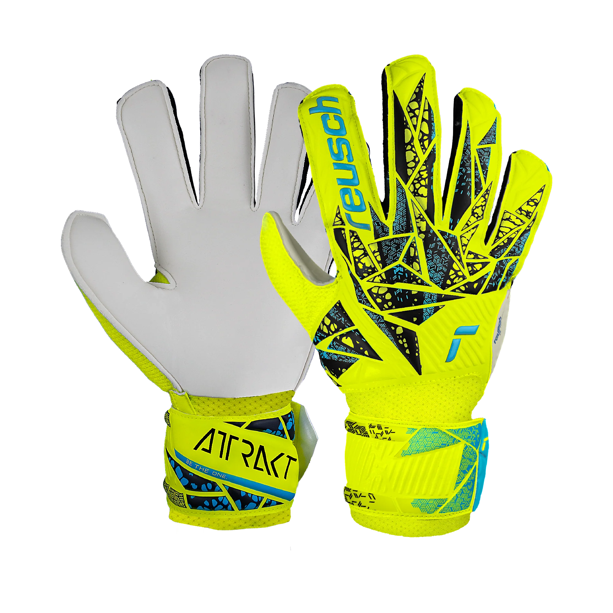 Reusch Attrakt Solid Junior Goalkeeper Gloves (safety yellow/blue)