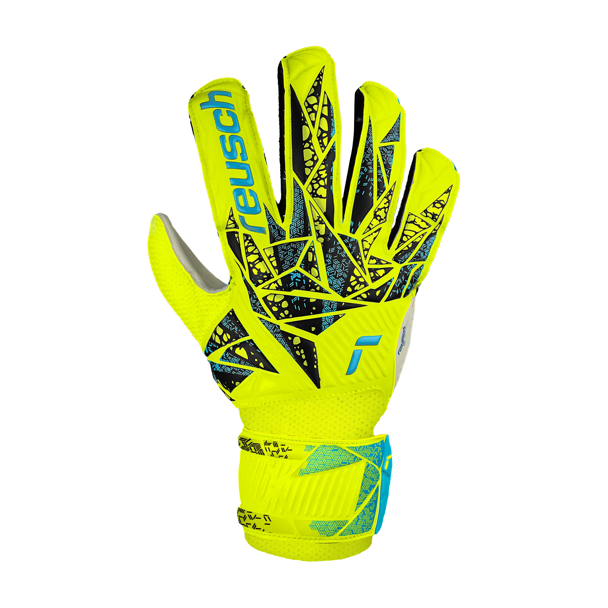 Reusch Attrakt Solid Junior Goalkeeper Gloves (safety yellow/blue)