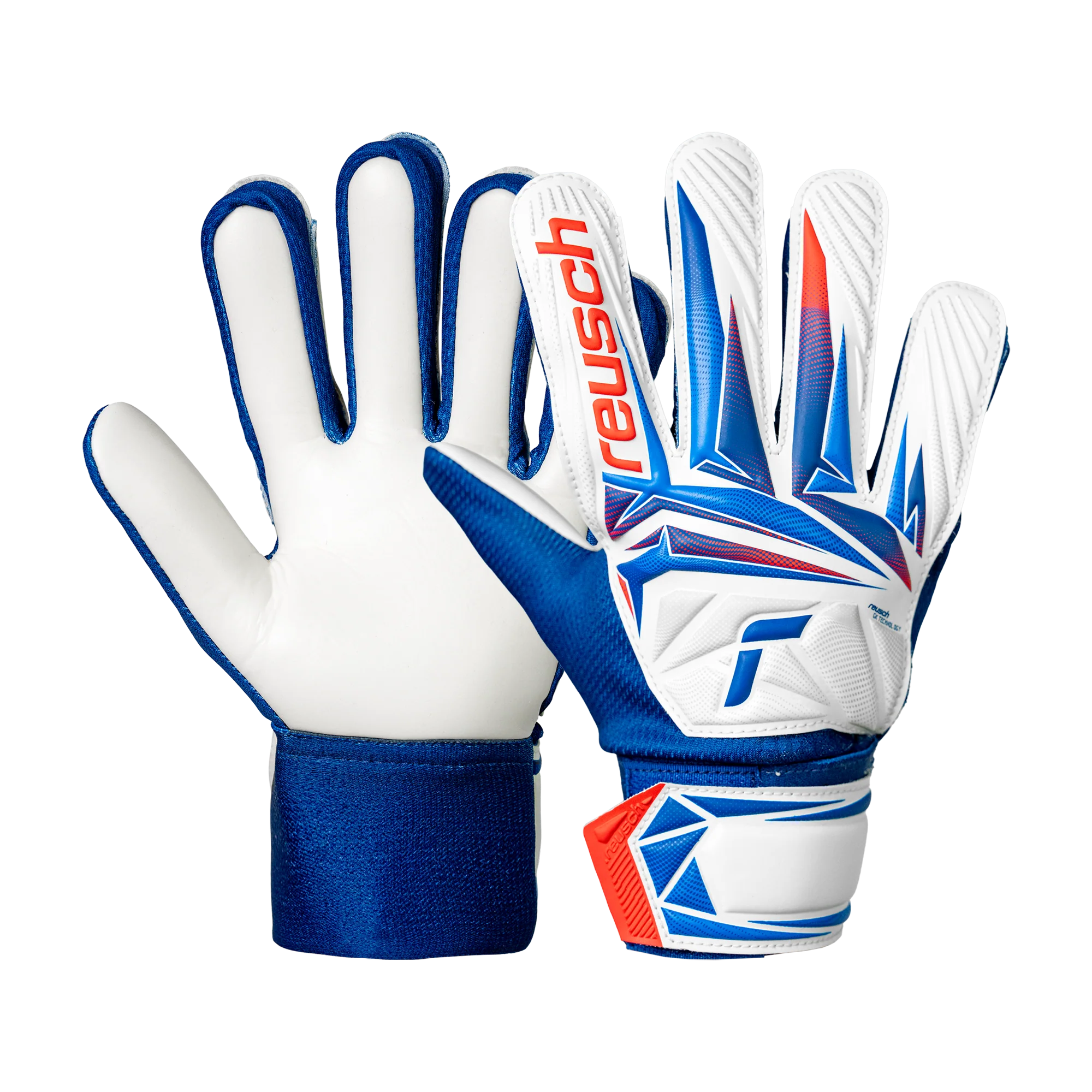 Reusch Attrakt Solid Junior Goalkeeper Gloves (white/red/blue)