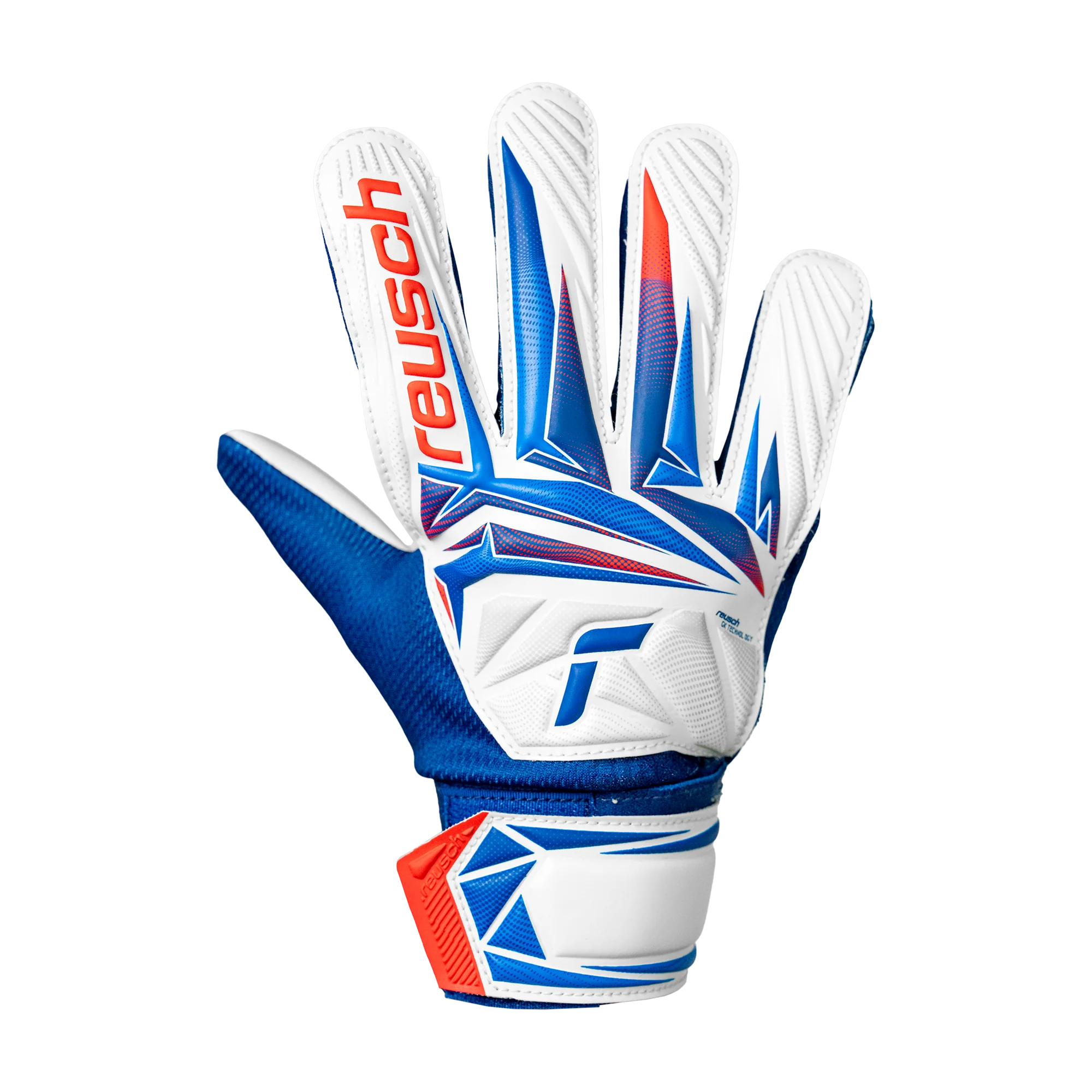 Reusch Attrakt Solid Junior Goalkeeper Gloves (white/red/blue)