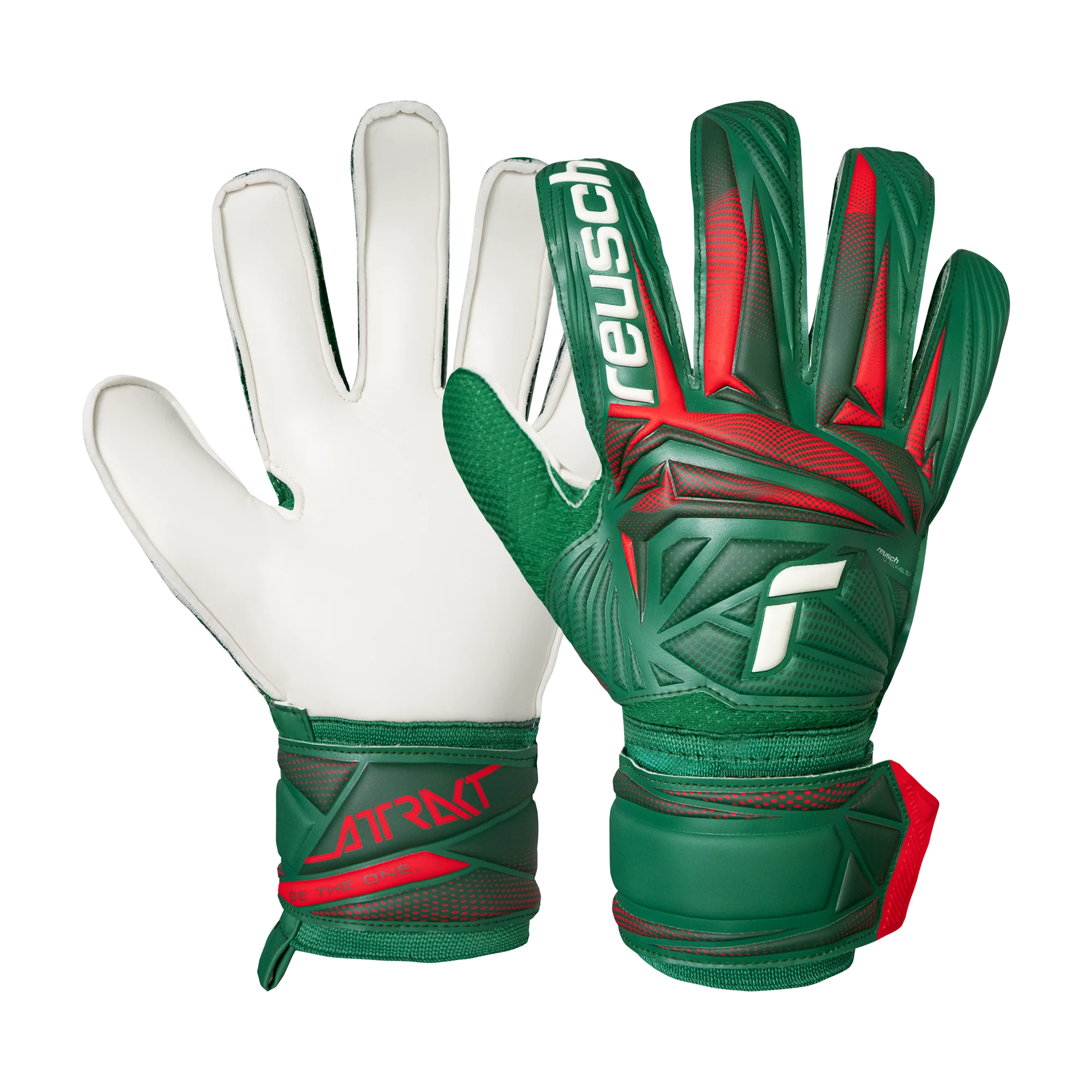 Reusch Attrakt Solid Junior Goalkeeper Gloves (green/white/red)