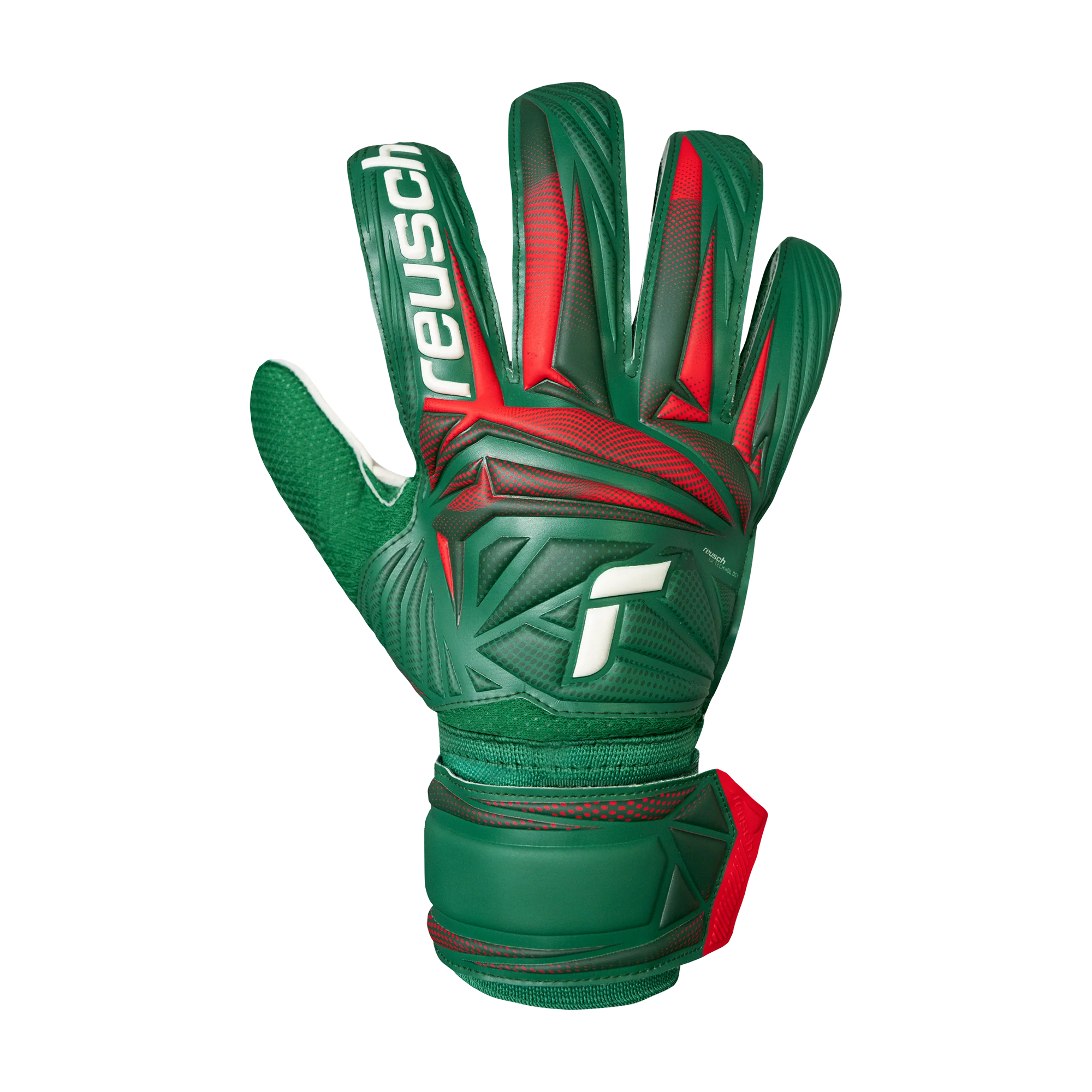 Reusch Attrakt Solid Junior Goalkeeper Gloves (green/white/red)