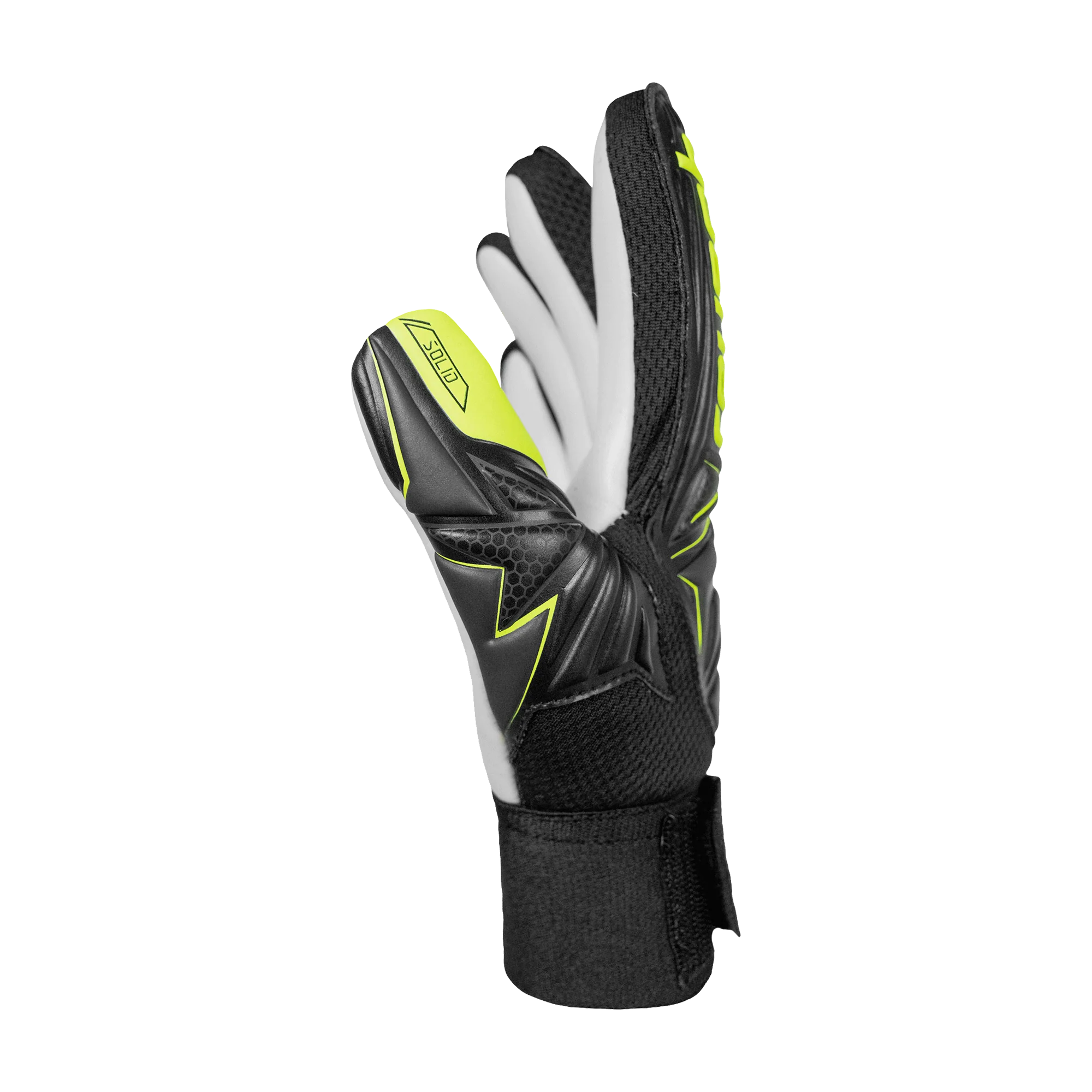 Reusch Attrakt Starter Solid Finger Support Junior Goalkeeper Gloves (black/safety yellow)