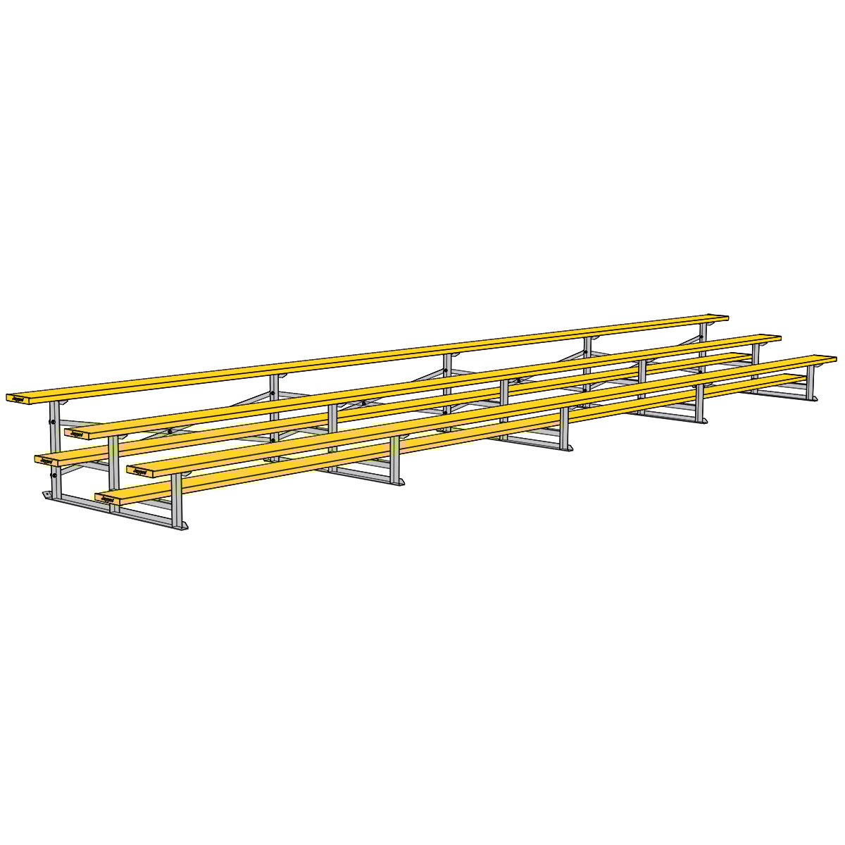 Jaypro Soccer All Aluminum Bleacher (3 Row - Single Foot Plank)-Soccer Command
