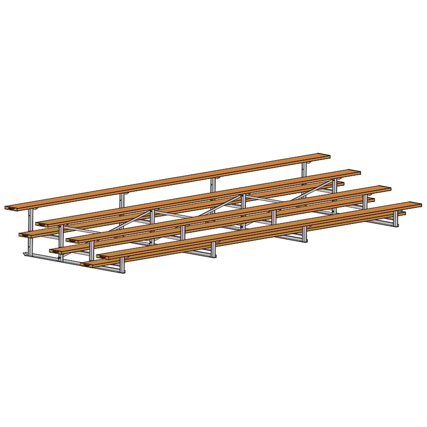 Jaypro Soccer All Aluminum Bleacher (4 Row - Single Foot Plank)-Soccer Command