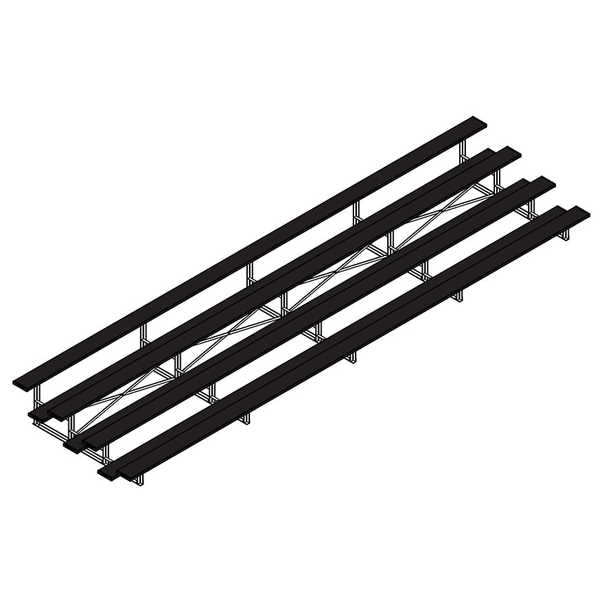 Jaypro Soccer All Aluminum Bleacher (4 Row - Single Foot Plank)-Soccer Command