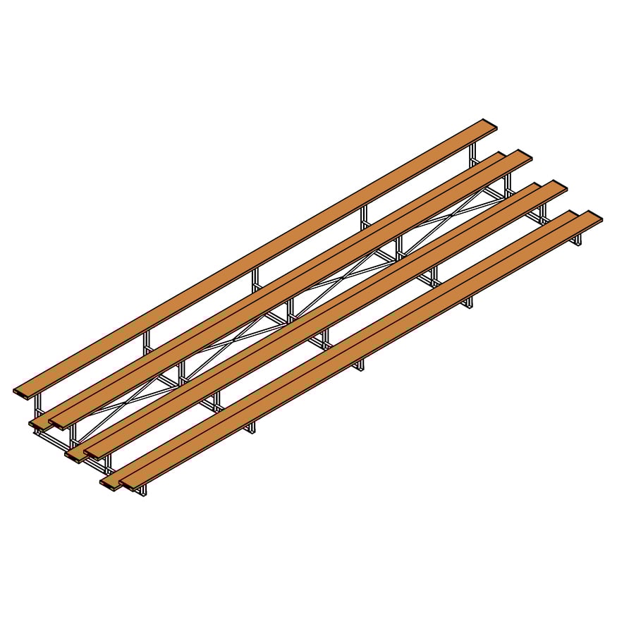 Jaypro Soccer All Aluminum Bleacher (4 Row - Single Foot Plank)-Soccer Command