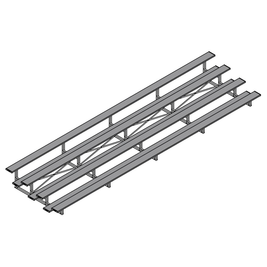 Jaypro Soccer All Aluminum Bleacher (4 Row - Single Foot Plank)-Soccer Command
