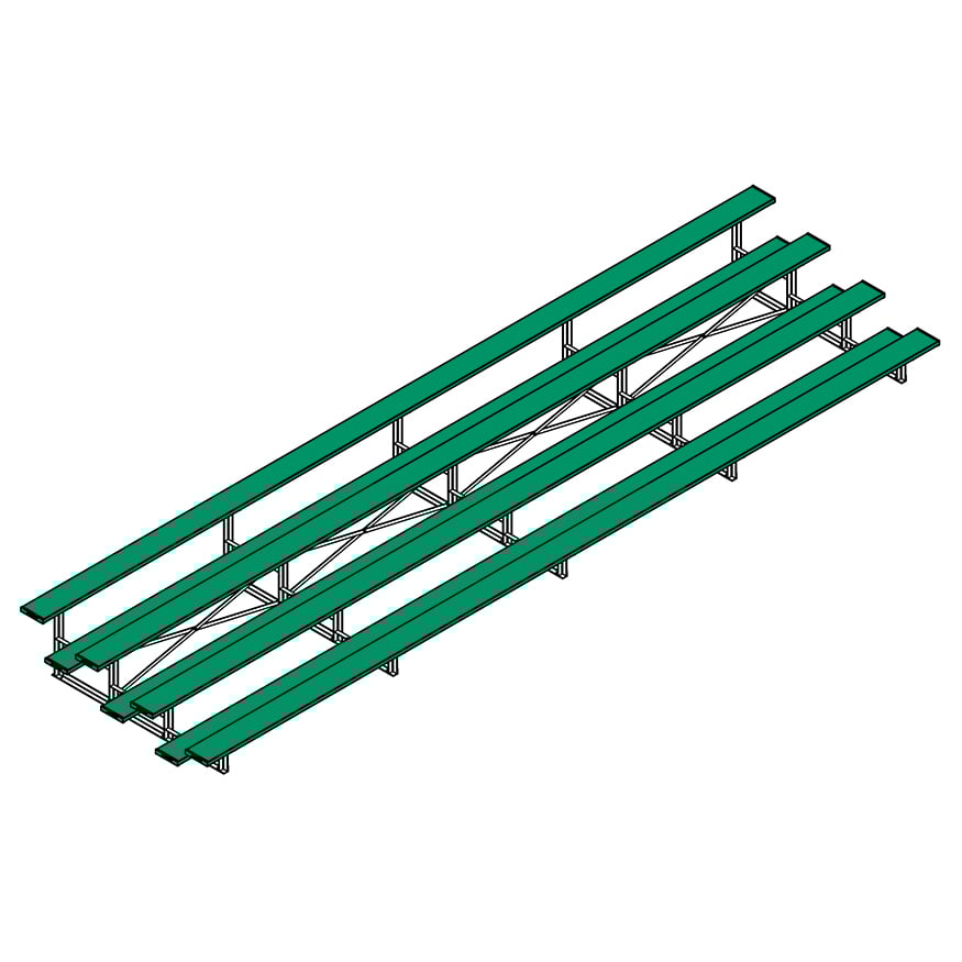 Jaypro Soccer All Aluminum Bleacher (4 Row - Single Foot Plank)-Soccer Command