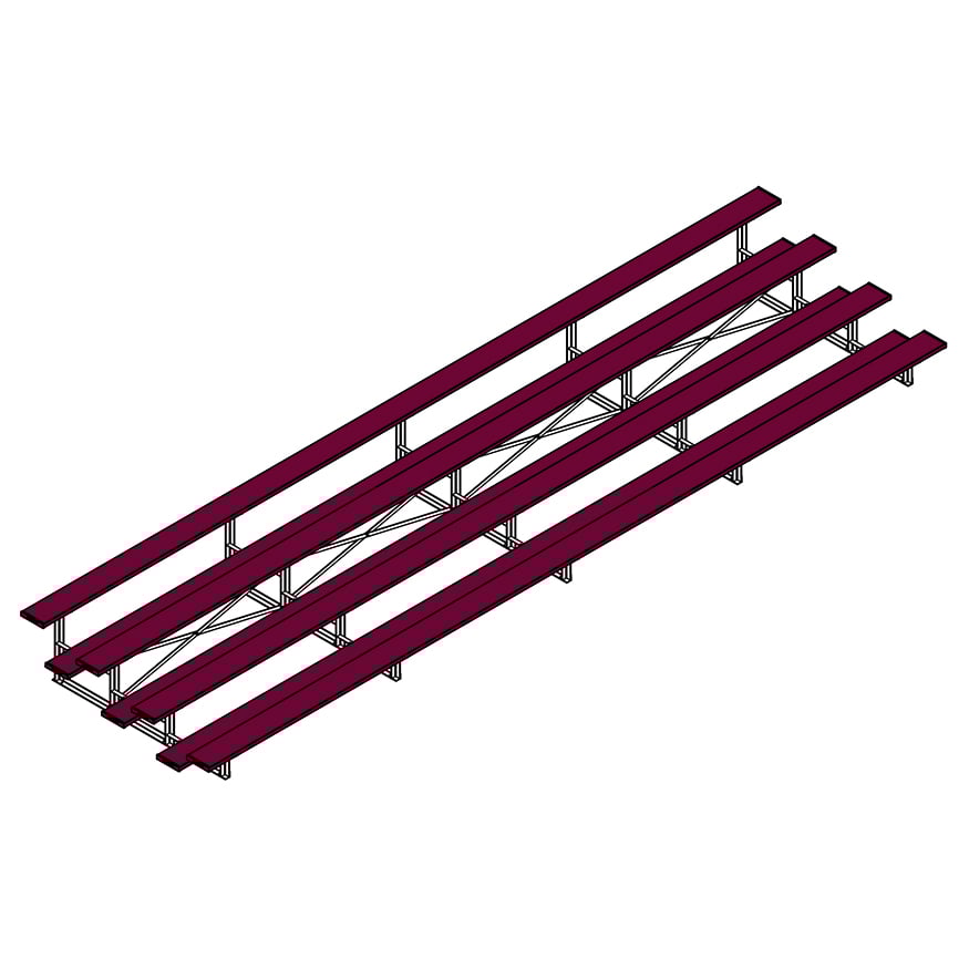 Jaypro Soccer All Aluminum Bleacher (4 Row - Single Foot Plank)-Soccer Command