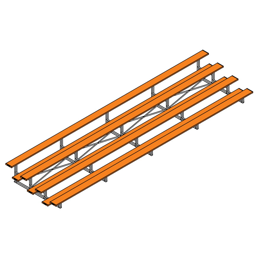 Jaypro Soccer All Aluminum Bleacher (4 Row - Single Foot Plank)-Soccer Command