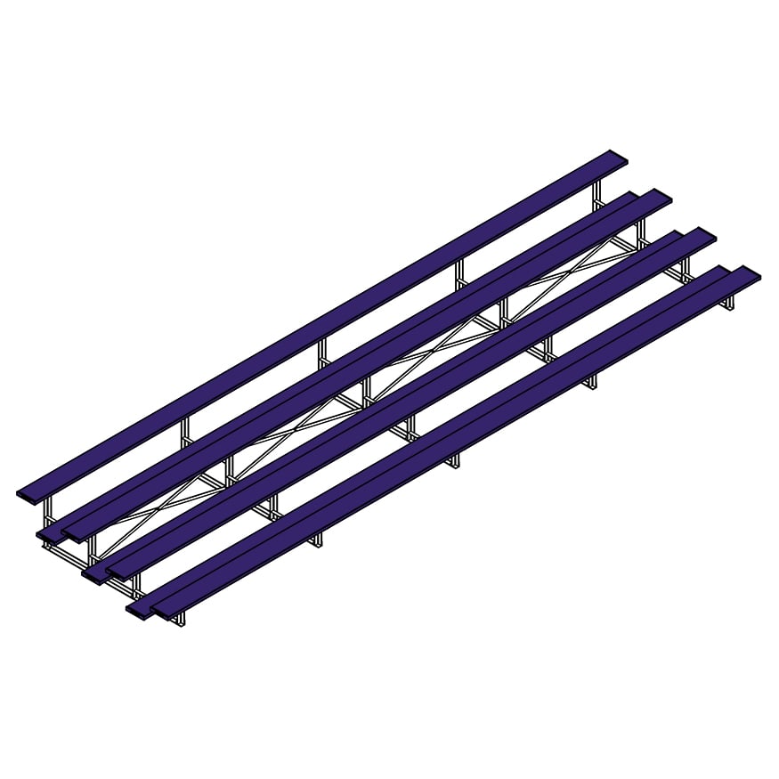 Jaypro Soccer All Aluminum Bleacher (4 Row - Single Foot Plank)-Soccer Command