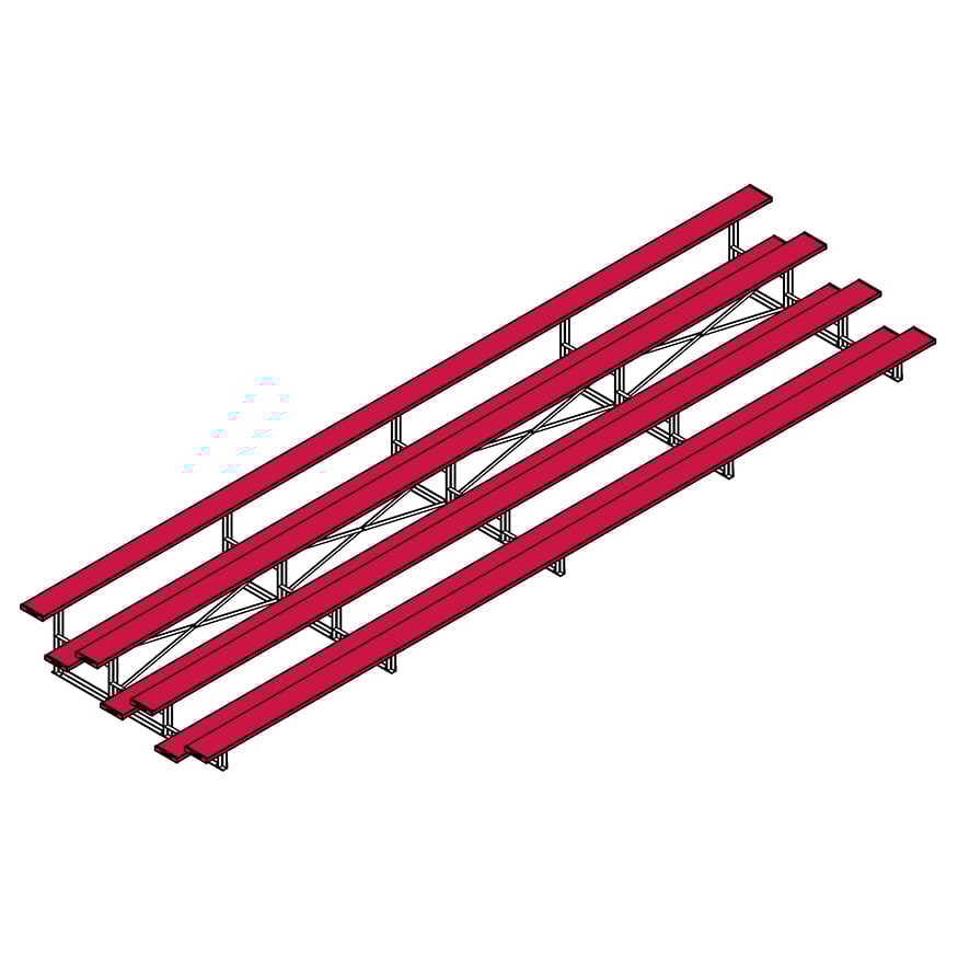 Jaypro Soccer All Aluminum Bleacher (4 Row - Single Foot Plank)-Soccer Command