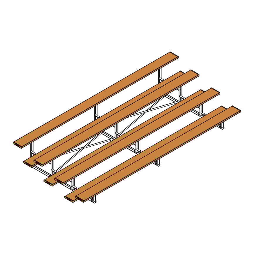 Jaypro Soccer All Aluminum Bleacher (4 Row - Single Foot Plank)-Soccer Command