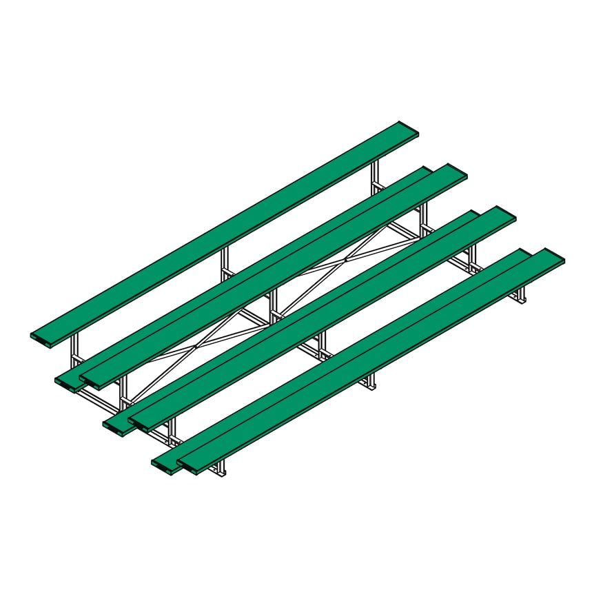 Jaypro Soccer All Aluminum Bleacher (4 Row - Single Foot Plank)-Soccer Command