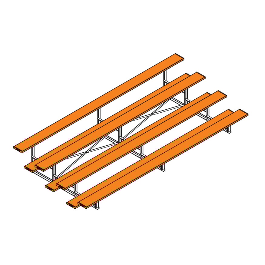 Jaypro Soccer All Aluminum Bleacher (4 Row - Single Foot Plank)-Soccer Command