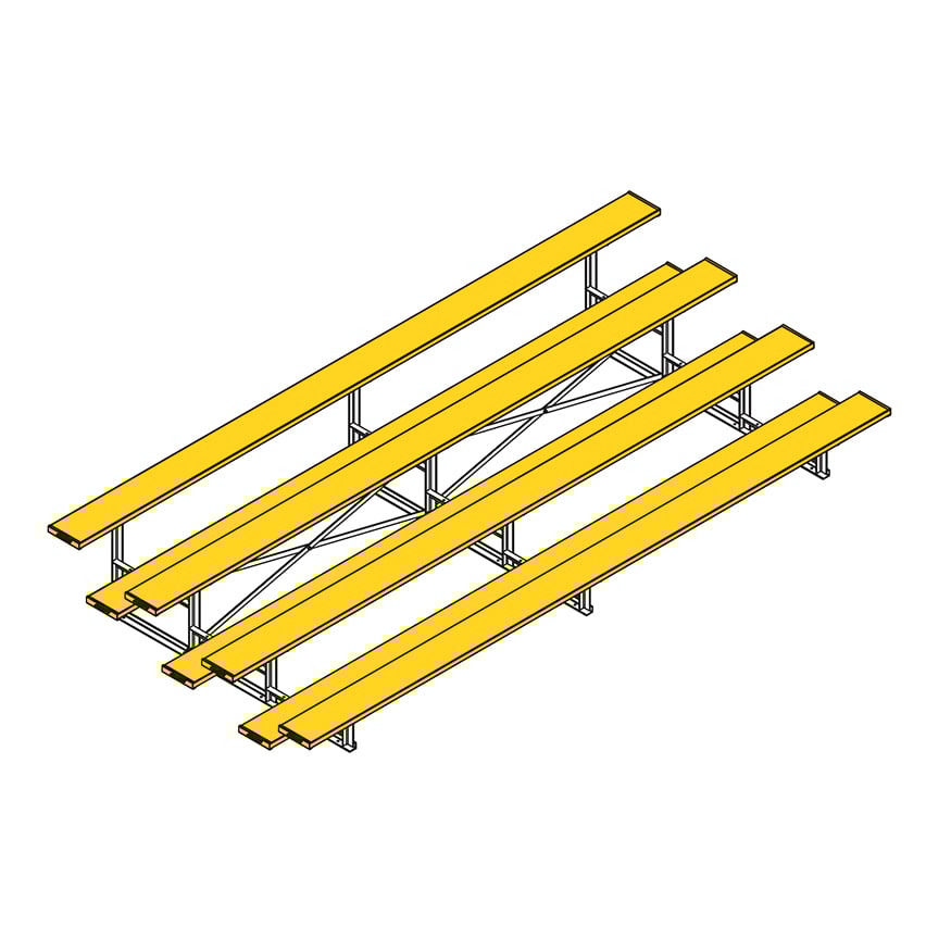 Jaypro Soccer All Aluminum Bleacher (4 Row - Single Foot Plank)-Soccer Command