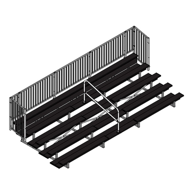 Jaypro 21' Soccer Enclosed Bleacher (5 Row - Double Foot Plank with Guard Rail & Aisle)