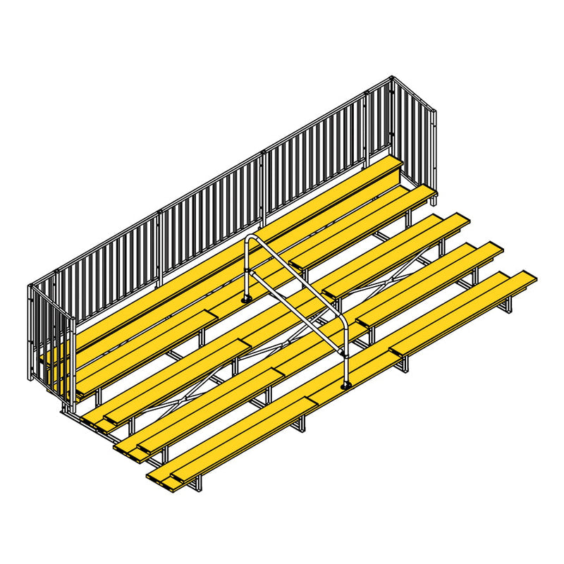 Jaypro 21' Soccer Enclosed Bleacher (5 Row - Double Foot Plank with Guard Rail & Aisle)