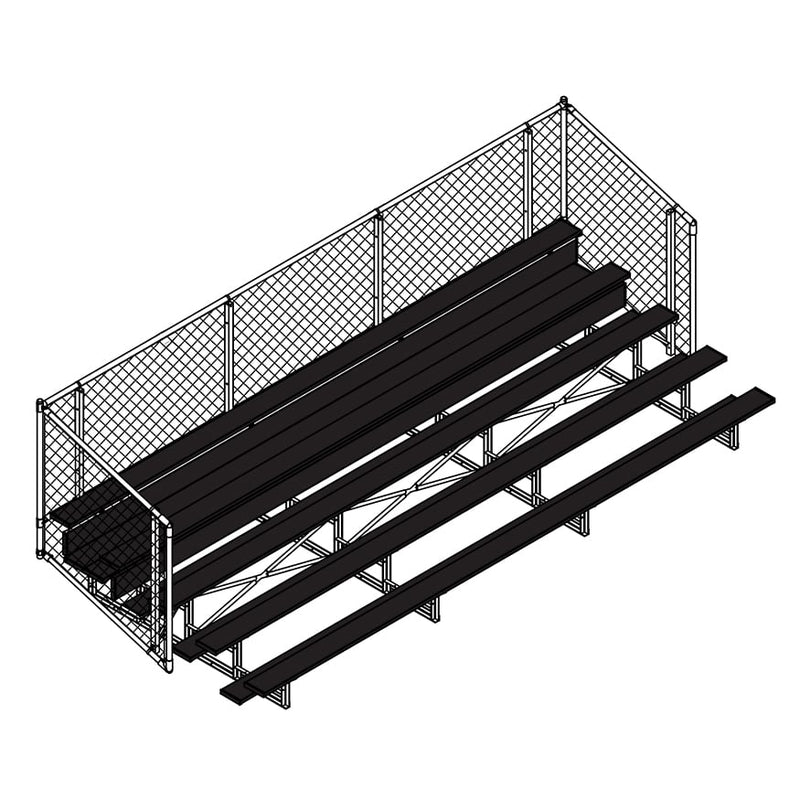 Jaypro Soccer Enclosed Bleacher (5 Row - Single Foot Plank with Chain Link Rail)