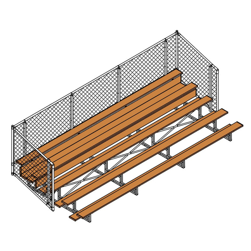 Jaypro Soccer Enclosed Bleacher (5 Row - Single Foot Plank with Chain Link Rail)