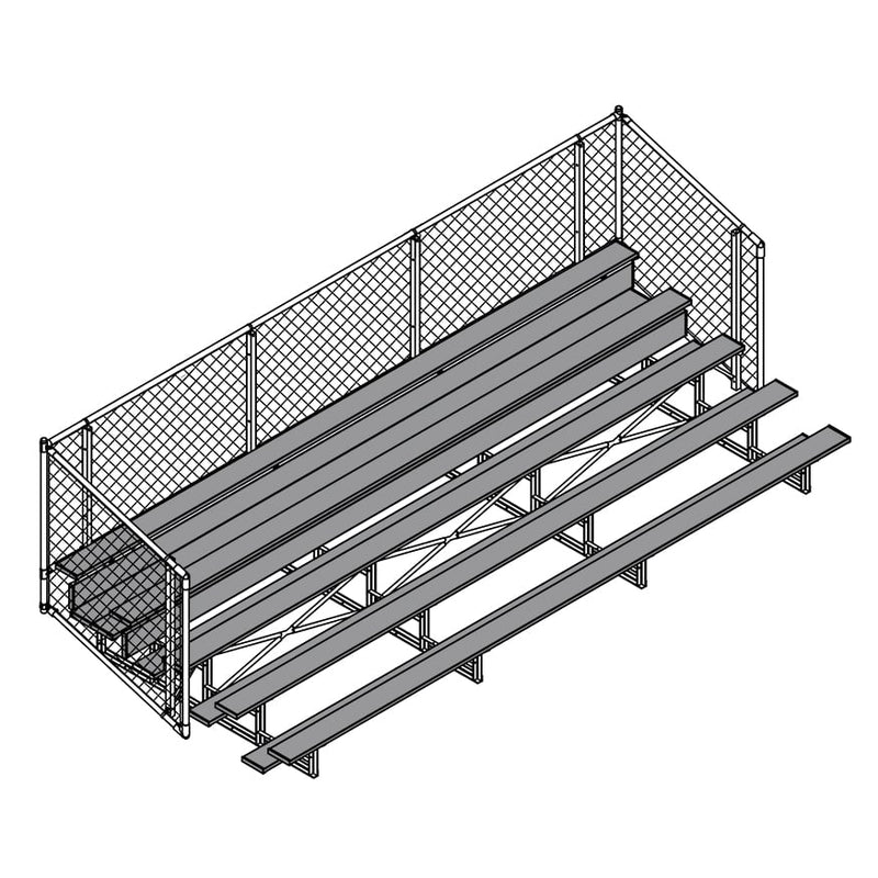 Jaypro Soccer Enclosed Bleacher (5 Row - Single Foot Plank with Chain Link Rail)